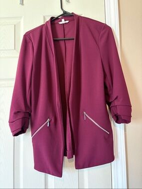 Maurices Open-Front Blazer in Burgundy